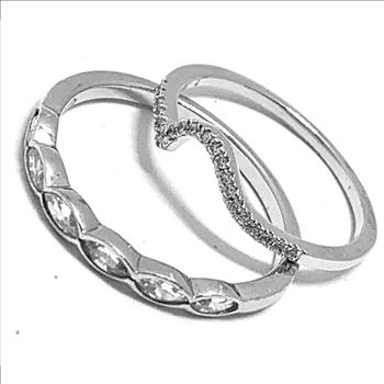 .925 Sterling Silver & 18k White Gold 0.50ctw Diamonique Diamond  Lot of 2 Rings