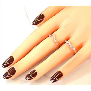 .925 Sterling Silver & 18k White Gold 0.50ctw Diamonique Diamond  Lot of 2 Rings