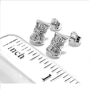 .925 Sterling Silver & 18k White Gold 0.50ctw Diamonique Diamond Stud Earrings