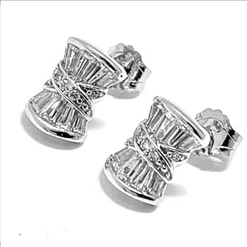 .925 Sterling Silver & 18k White Gold 0.50ctw Diamonique Diamond Stud Earrings