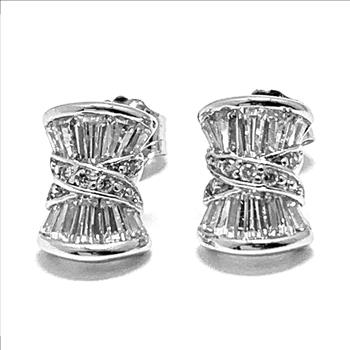 .925 Sterling Silver & 18k White Gold 0.50ctw Diamonique Diamond Stud Earrings