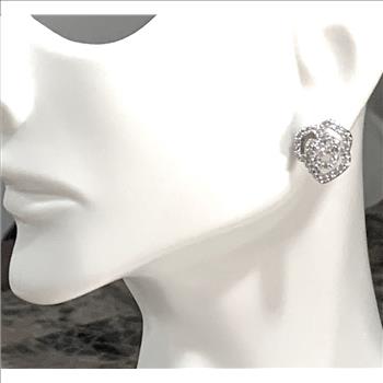 .925 Sterling Silver & 18k White Gold 0.75ctw Diamonique Diamond Stud Earrings