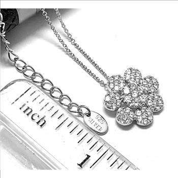 .925 Sterling Silver & 18k White Gold 1.00ctw Diamonique Diamond Necklace