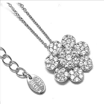 .925 Sterling Silver & 18k White Gold 1.00ctw Diamonique Diamond Necklace