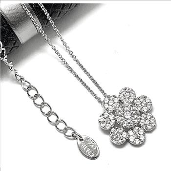 .925 Sterling Silver & 18k White Gold 1.00ctw Diamonique Diamond Necklace