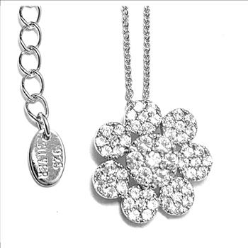 .925 Sterling Silver & 18k White Gold 1.00ctw Diamonique Diamond Necklace