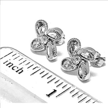 .925 Sterling Silver & 18k White Gold 1.00ctw Diamonique Diamond Stud Earrings