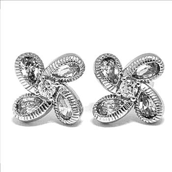 .925 Sterling Silver & 18k White Gold 1.00ctw Diamonique Diamond Stud Earrings