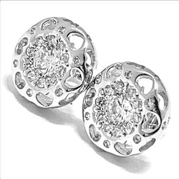 .925 Sterling Silver & 18k White Gold 1.00ctw Diamonique Diamond Stud Earrings
