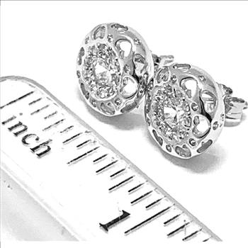 .925 Sterling Silver & 18k White Gold 1.00ctw Diamonique Diamond Stud Earrings