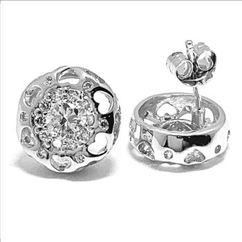 .925 Sterling Silver & 18k White Gold 1.00ctw Diamonique Diamond Stud Earrings