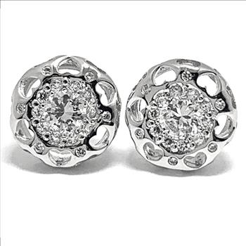 .925 Sterling Silver & 18k White Gold 1.00ctw Diamonique Diamond Stud Earrings