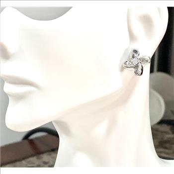 .925 Sterling Silver & 18k White Gold 1.00ctw Diamonique Diamond Stud Earrings