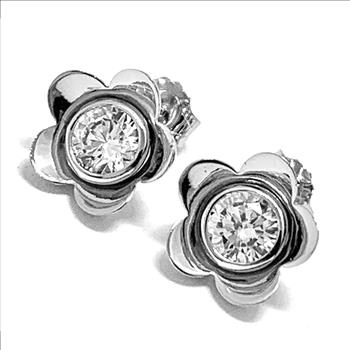 .925 Sterling Silver & 18k White Gold 1.50ctw Diamonique Diamond Stud Earrings