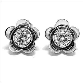.925 Sterling Silver & 18k White Gold 1.50ctw Diamonique Diamond Stud Earrings