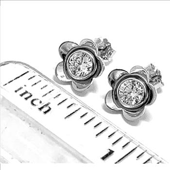 .925 Sterling Silver & 18k White Gold 1.50ctw Diamonique Diamond Stud Earrings