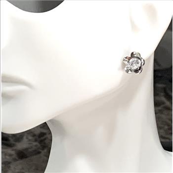.925 Sterling Silver & 18k White Gold 1.50ctw Diamonique Diamond Stud Earrings