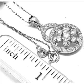 .925 Sterling Silver & 18k White Gold 2.00ctw Diamonique Diamond Necklace