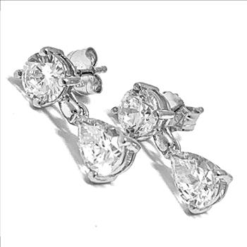 .925 Sterling Silver & 18k White Gold 4.00ctw Diamonique Diamond Stud Earrings