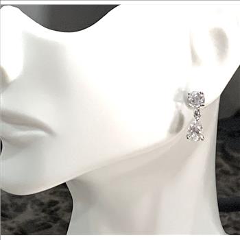 .925 Sterling Silver & 18k White Gold 4.00ctw Diamonique Diamond Stud Earrings