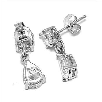 .925 Sterling Silver & 18k White Gold 4.00ctw Diamonique Diamond Stud Earrings