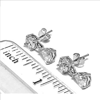 .925 Sterling Silver & 18k White Gold 4.00ctw Diamonique Diamond Stud Earrings