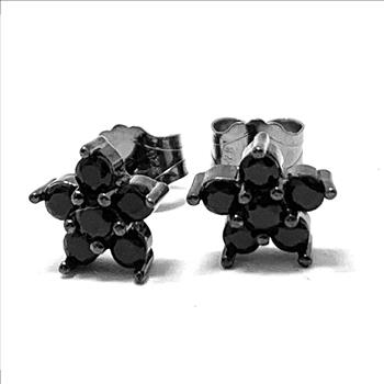 .925 Sterling Silver & Black Rhodium 0.25ctw Black Diamonique Diamond Stud Earrings