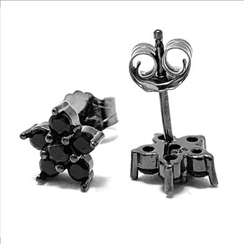 .925 Sterling Silver & Black Rhodium 0.25ctw Black Diamonique Diamond Stud Earrings