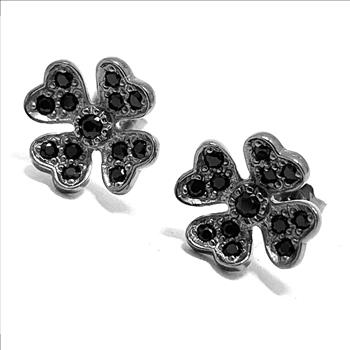 .925 Sterling Silver & Black Rhodium 0.25ctw Black Diamonique Diamond Stud Earrings