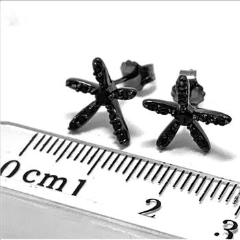 .925 Sterling Silver & Black Rhodium 0.25ctw Black Diamonique Diamond Stud Earrings