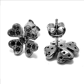 .925 Sterling Silver & Black Rhodium 0.25ctw Black Diamonique Diamond Stud Earrings