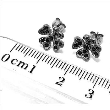 .925 Sterling Silver & Black Rhodium 0.25ctw Black Diamonique Diamond Stud Earrings