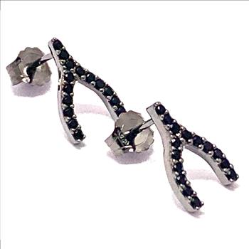 .925 Sterling Silver & Black Rhodium 0.25ctw Black Spinel Stud Earrings