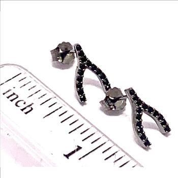 .925 Sterling Silver & Black Rhodium 0.25ctw Black Spinel Stud Earrings