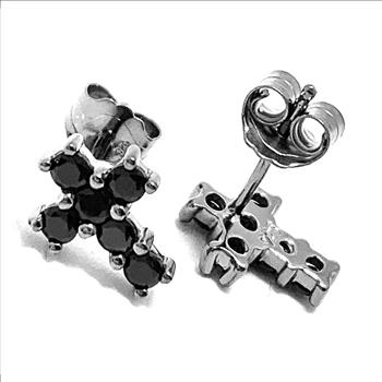 .925 Sterling Silver & Black Rhodium 0.30ctw Black Diamonique Diamond Stud Earrings