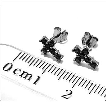 .925 Sterling Silver & Black Rhodium 0.30ctw Black Diamonique Diamond Stud Earrings