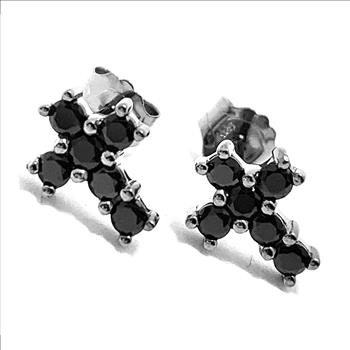 .925 Sterling Silver & Black Rhodium 0.30ctw Black Diamonique Diamond Stud Earrings