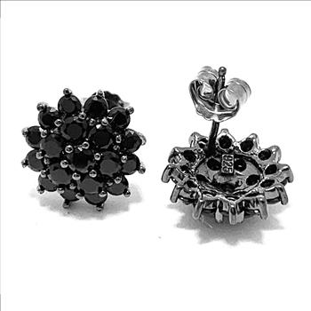 .925 Sterling Silver & Black Rhodium 1.00ctw Black Diamonique Diamond Stud Earrings