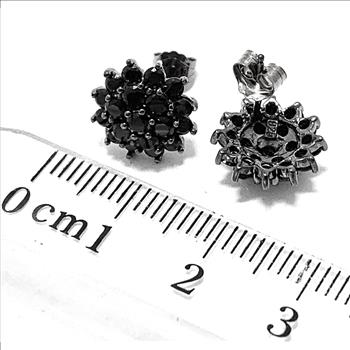 .925 Sterling Silver & Black Rhodium 1.00ctw Black Diamonique Diamond Stud Earrings