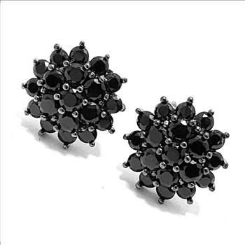 .925 Sterling Silver & Black Rhodium 1.00ctw Black Diamonique Diamond Stud Earrings