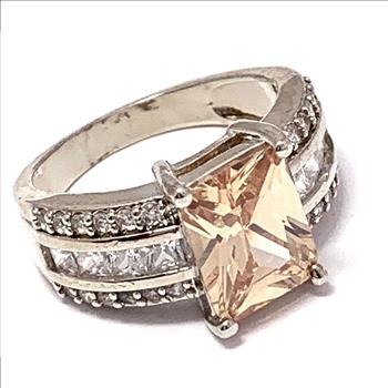 9.75ctw Golden Topaz & Diamonique Diamond Ring
