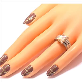 9.75ctw Golden Topaz & Diamonique Diamond Ring