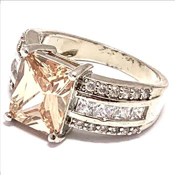 9.75ctw Golden Topaz & Diamonique Diamond Ring