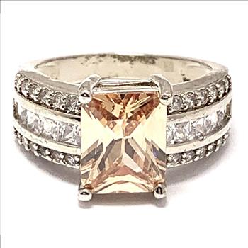 9.75ctw Golden Topaz & Diamonique Diamond Ring