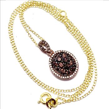 Chocolate Collection 18k YG & .925 Sterling Silver 1.00ctw Chocolate & White Diamonique Diamond Necklace