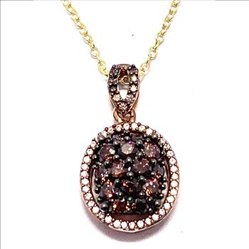 Chocolate Collection 18k YG & .925 Sterling Silver 1.00ctw Chocolate & White Diamonique Diamond Necklace