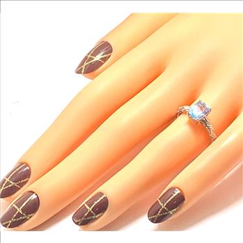 Colore SG Lorenzo 18k White Gold & .925 Sterling Silver 16 Genuine Diamonds & 1.80ctw Genuine Blue Topaz Ring