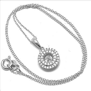 DANCING DIAMOND Collection .925 Sterling Silver & 18k WG 0.35ctw Diamonique Diamond  Necklace