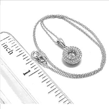 DANCING DIAMOND Collection .925 Sterling Silver & 18k WG 0.35ctw Diamonique Diamond  Necklace