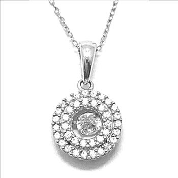 DANCING DIAMOND Collection .925 Sterling Silver & 18k WG 0.35ctw Diamonique Diamond  Necklace